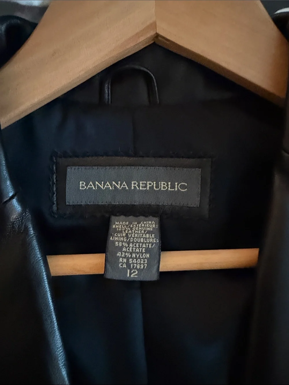 Banana Republic Men's Black Leather Blazer Jacket